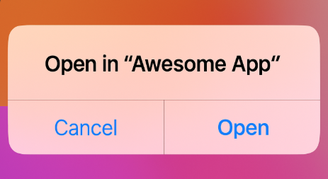 iOS Open in app dialog